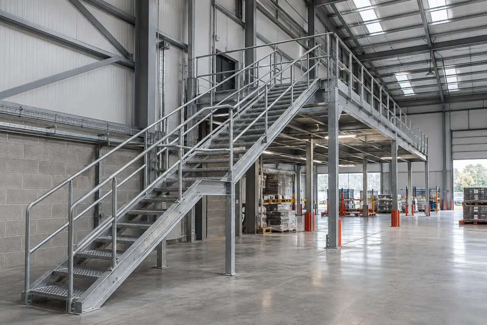 Purpose-made steel access staircase and guarding in commercial premises